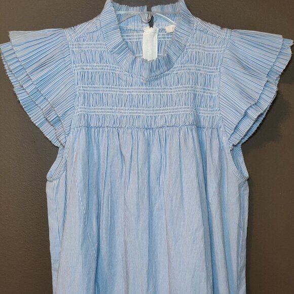 Love The Label Viola Dress In Blue & White Pinstripe SIZE XS - Picture 6 of 7